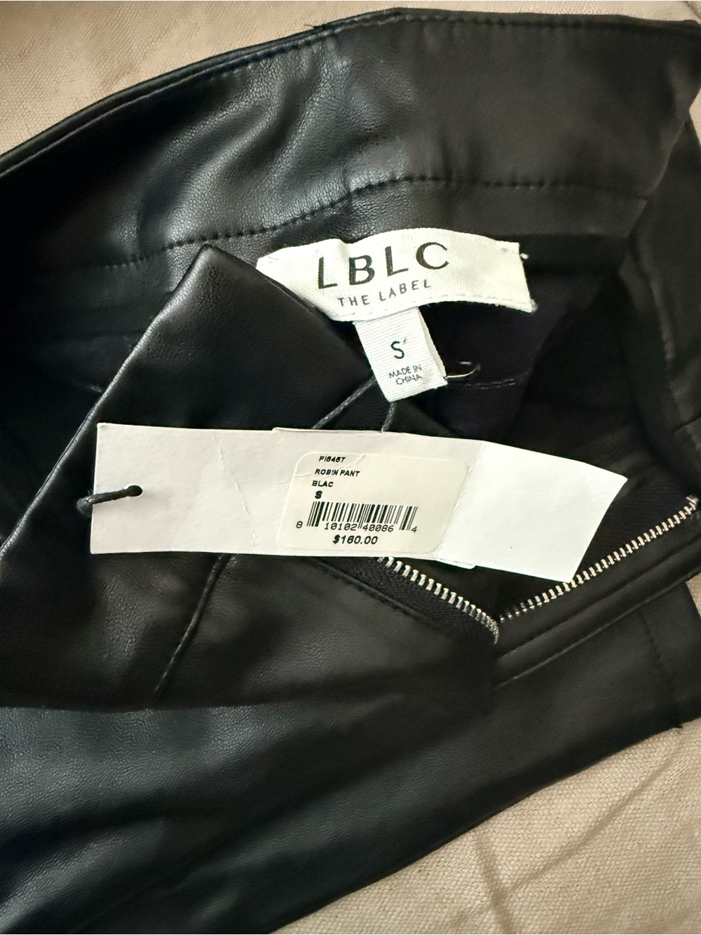 NWT—LBLC The Label (Revolve) Black Vegan leather Pants - Size S